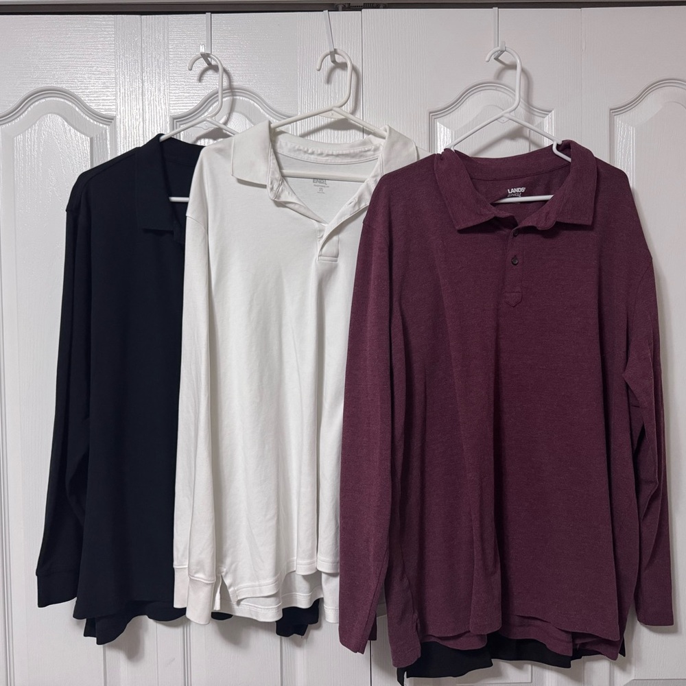 XXL Men’s Lands End long sleeve polo shirts set of 3